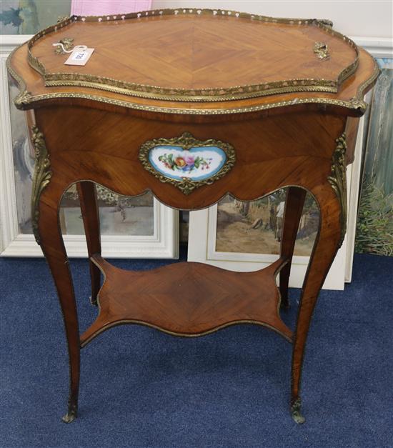 An ormolu mounted kingwood table, W.67cm